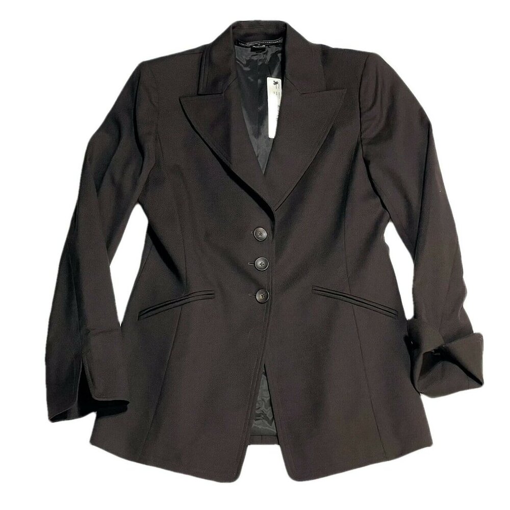 Linda Allard Ellen Tracy Womens Black Blazer Jacket Lined Size 4